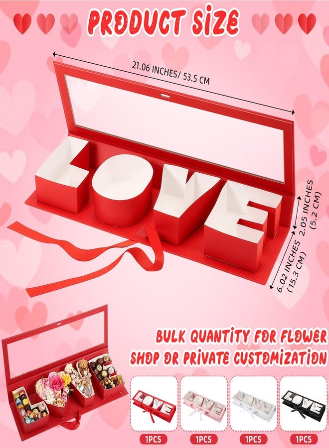 Weekgrat 4 Pack Love Flower Gift Box Empty Letter Love Fillable Floral Box Chocolate Rose Present Strawberry Packaging boxes for Mother's Day Valentine's Day (Mix Colors) - Image 2